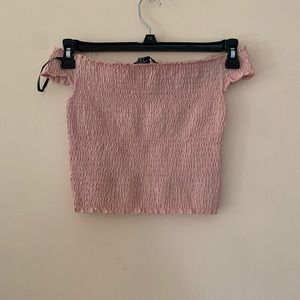 Baby Pink Shirred Crop top.